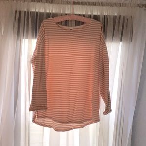 Top, Ivory with tan stripes , long sleeve,Size XL